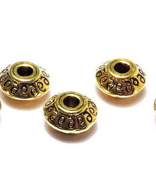 Distantier metalic, auriu antichizat, 7x4.5 mm
