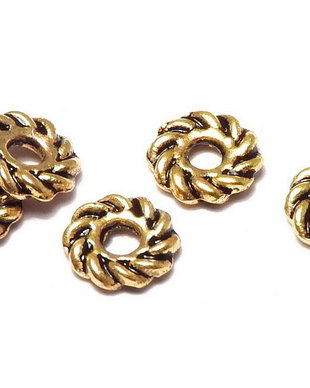 Distantier metalic, auriu antichizat, 6x1 mm