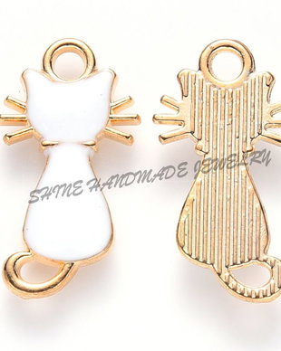 Charm pisica alba, 22x12x2~3mm