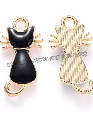 Charm pisica neagra, 22x12x2~3mm