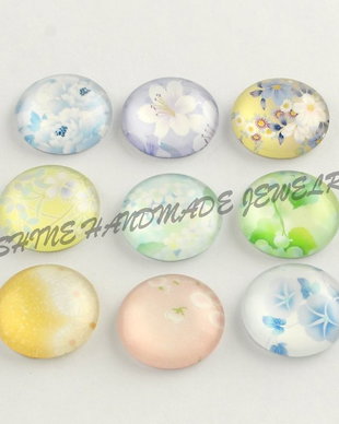 Cabochon cu flori, 10x3.5mm