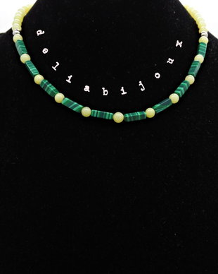 Colier handmade unicat - malachit si peridot (cod730)