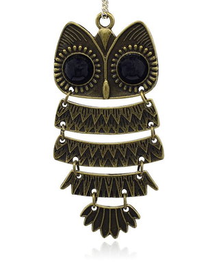Pandantiv bufnita, bronz antichizat, 87x39x2mm