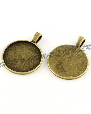 Baza de cabochon, bronz antichizat, 25mm