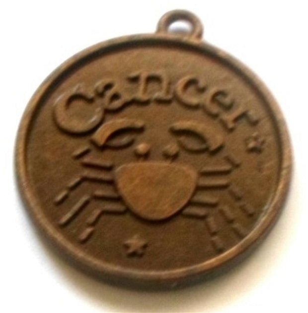 Baza pandantiv metalic banut zodiac Rac bronz