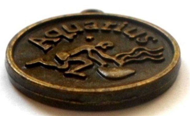 Baza pandantiv metalic banut zodiac Varsator bronz