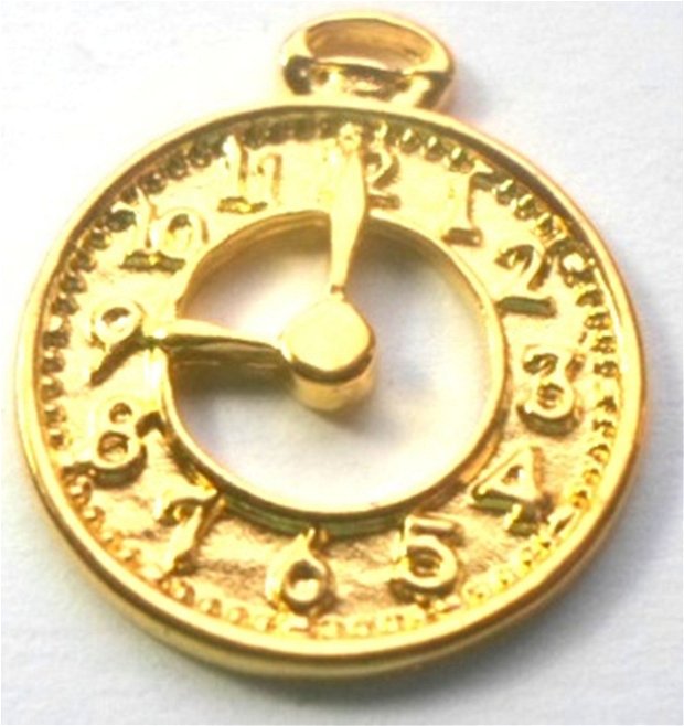 Pandantiv metalic ceas rama auriu
