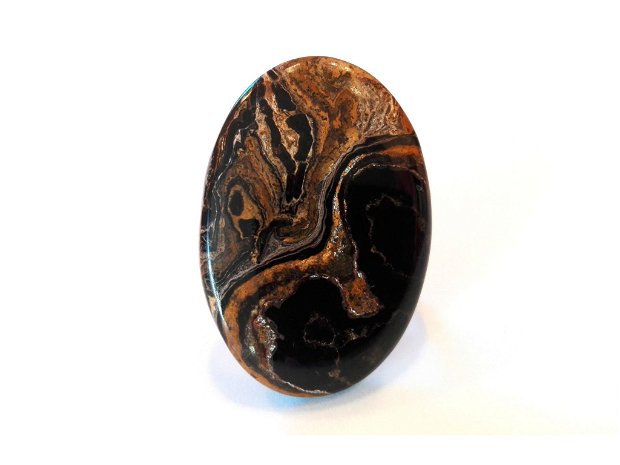 Inel Stromatolit si Argint 925 - IN749 - Inel negru supradimensionat, inel cadou, inel pietre semipretioase, inel piatra mare, cadou sotie, cadou romantic, cristale de colectie, cristaloterapie