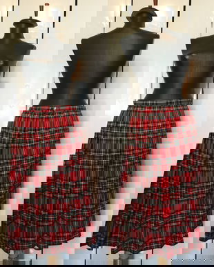 FUSTA PLISATA TARTAN STOFA LANA ROSU