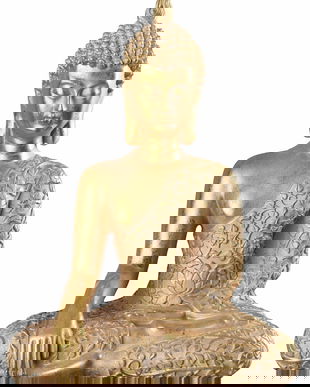 Statueta aurie cu Buddha din rasini
