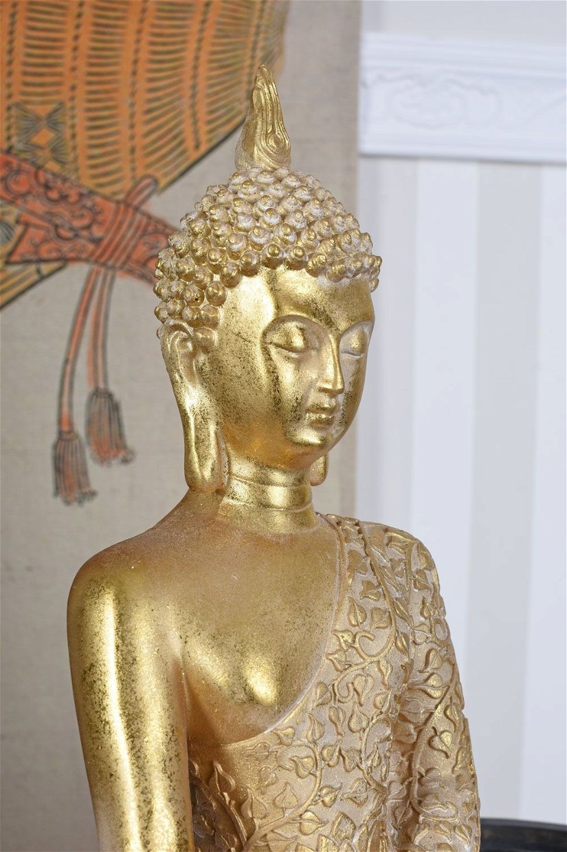 Statueta aurie cu Buddha din rasini