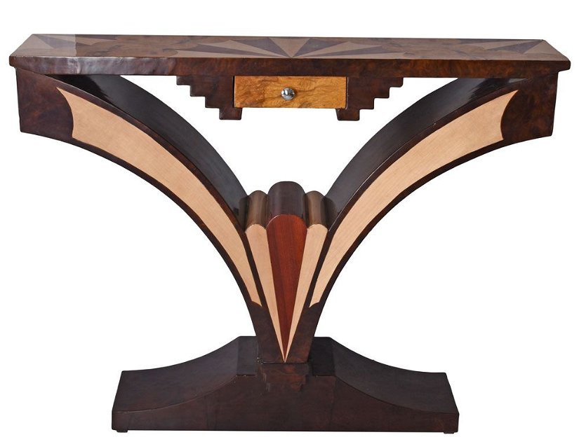 Consola Art Deco din lemn masiv furniruit