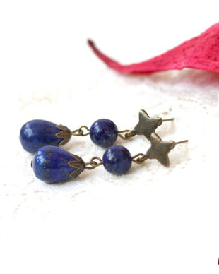 Cercei cu stea si lapis lazuli