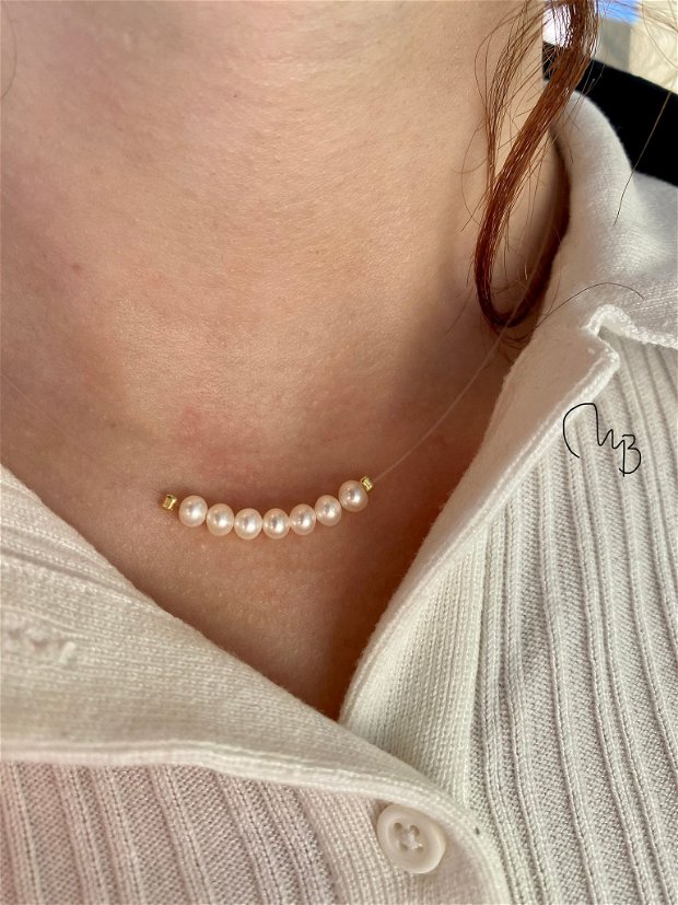 Colier transparent perle