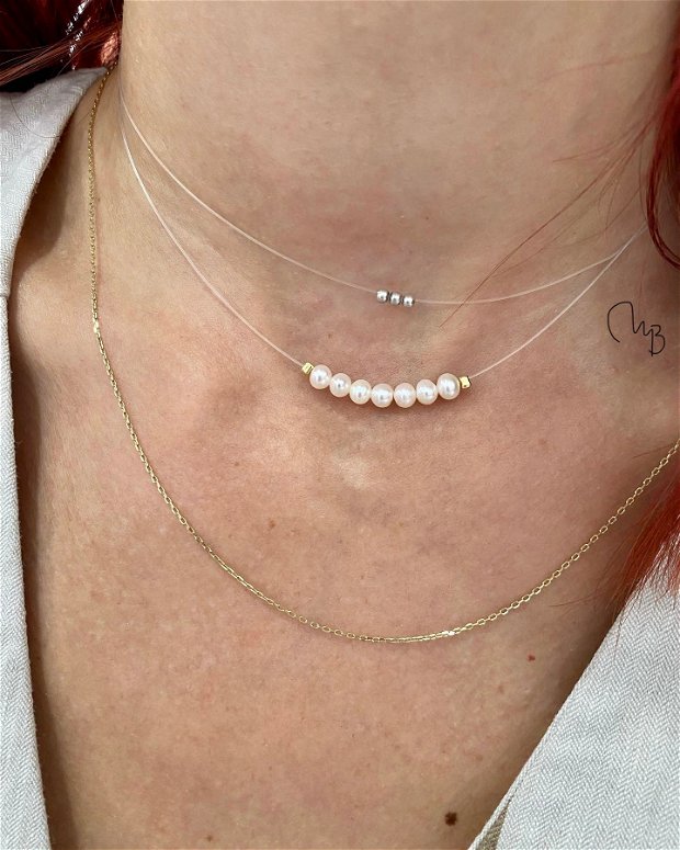 Colier transparent perle