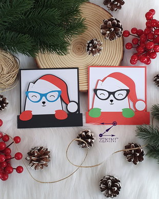 Felicitare Craciun cu pisica "Santa Cat" rosie, felicitare Santa, felicitare Mos Craciun, felicitare craciun, felicitare pisica