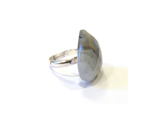 Inel Agata moss fatetata si Argint 925 - IN685 - Inel reglabil, inel pietre semipretioase, inel lacrima, cadou Craciun, inel cadou, cristale vindecatoare