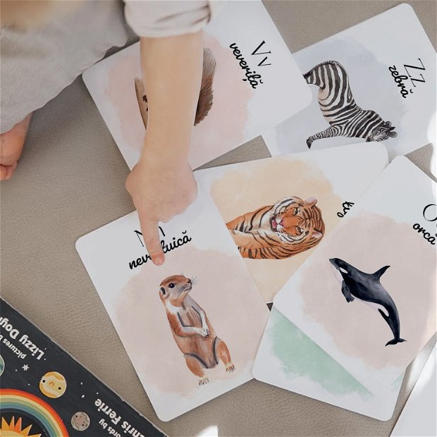 Cartonașe educative tip Montessori alfabet cu animale, Kandor Special Gifts