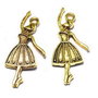 Pandantiv metalic, auriu antichizat, balerina, 32x13 mm