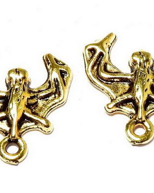 Pandantiv metalic, auriu antichizat, liliac, 18x17.5 mm