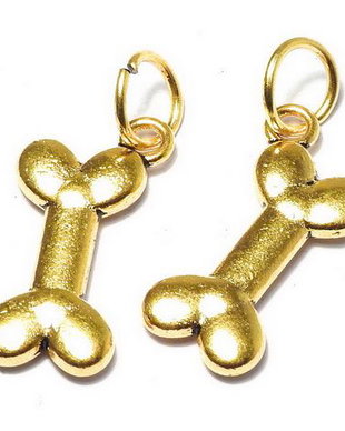 Pandantiv metalic, auriu antichizat, os, 22x11 mm