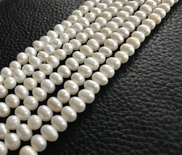 Perle de cultura, culoare alb antic, 4~5 mm, AA - 1 sirag