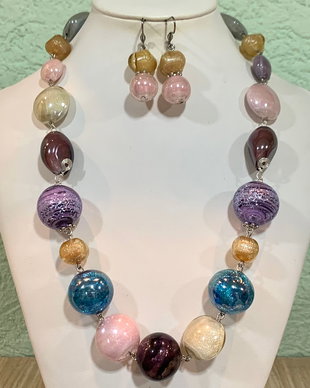 SET~BEAUTIFUL DAY~murano,accesorii argintii,inox
