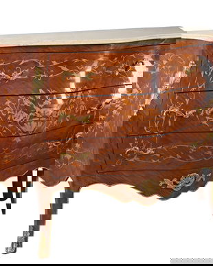 Comoda din lemn masiv furniruit cu blat din marmura bej