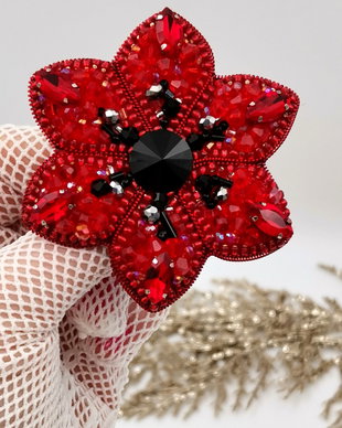 Broșă floare - Red Magic Flower