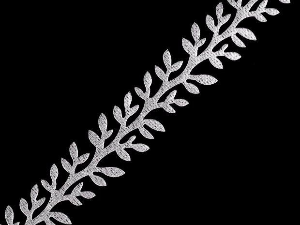 Banda decorativa cu frunze 2.4 cm latime- argintiu- 520259S
