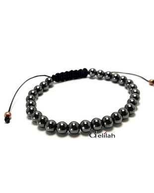 Bratara unisex reglabila cu snur si hematit 6 mm
