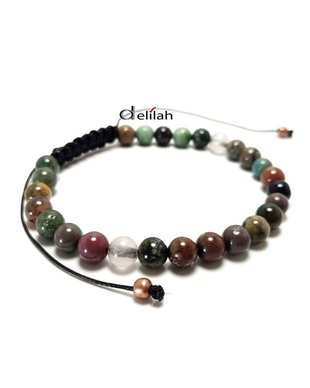 Bratara snur unisex cu sfere 6 mm agate indiene