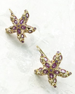 Cercei stelute cubic zirconia & inox gold
