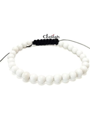 Bratara unisex cu snur negru si agate albe