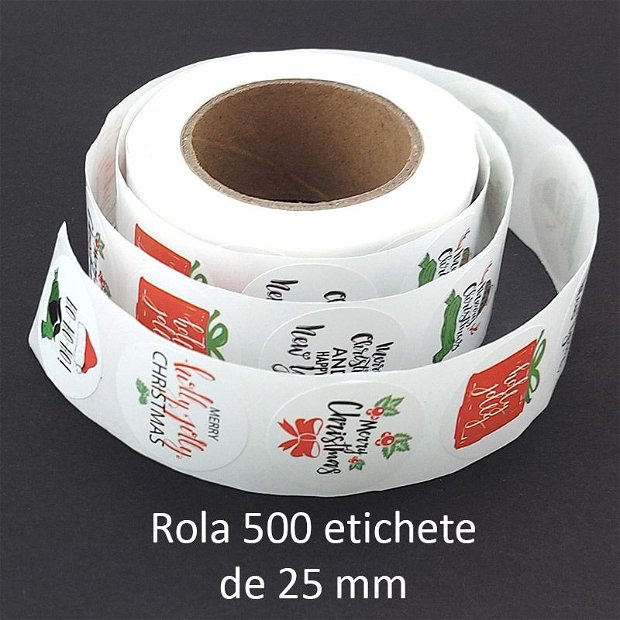 Rola etichete autoadezive (stickere), 500 bucati, 25 mm, EA-12-R