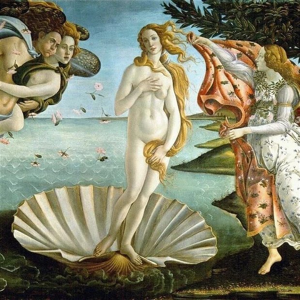 Cercei pictati manual dupa Botticelli
