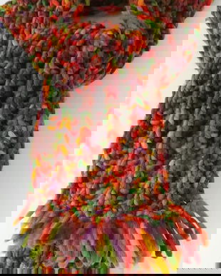 fular tricotat manual vesel colorat