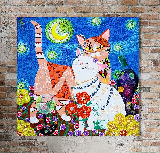 Tablou pictura pisici indragostite "Picnicul"