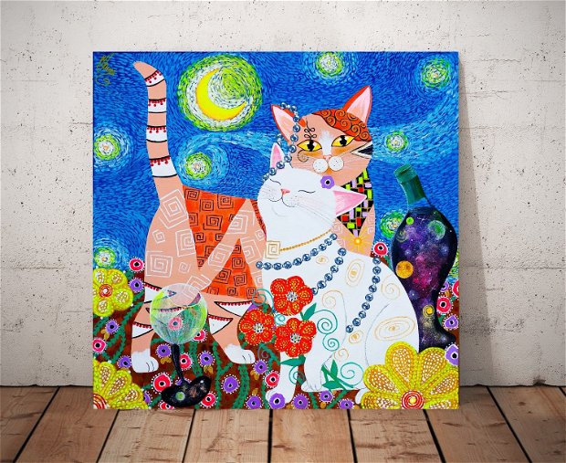 Tablou pictura pisici indragostite "Picnicul"