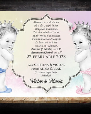 Invitatie botez Gemeni