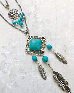 Colier Dream Catcher cu turcoaz