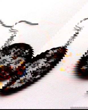 cercei lemn cu flori 42305