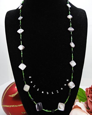 Colier handmade -sidef, margele nisip (cod737)