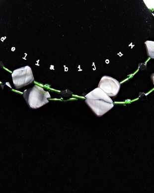 Colier handmade -sidef, margele nisip (cod737)