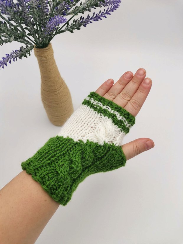 Mănuși tricotate manual mărime universală Mănuși verzi