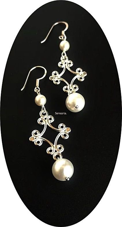 cercei argint 925 si perle de Mallorca albe