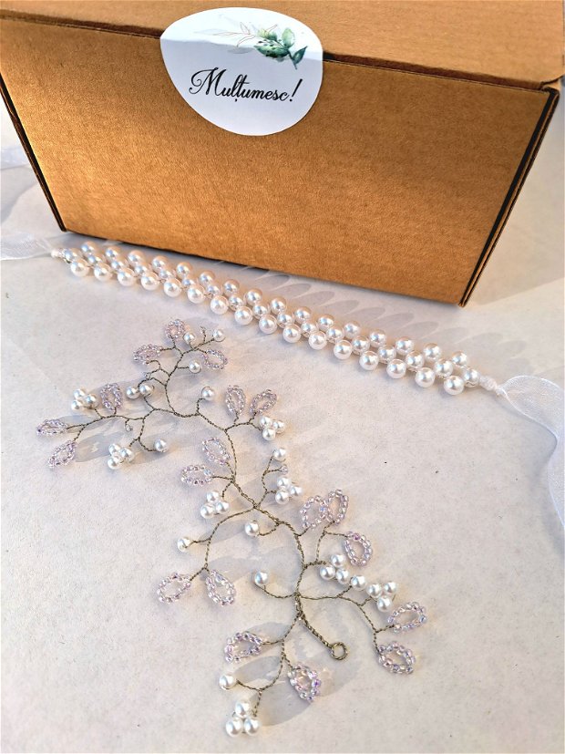 Corsaje nuntă/Brățări cu perle pentru domnișoare de onoare