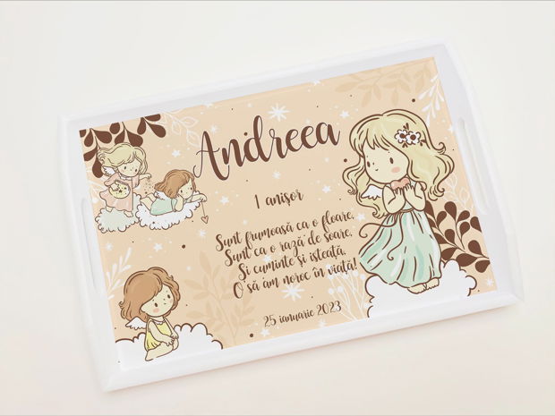 Set aniversar personalizat 1 anisor - Sweet Angels  - Tavita turta si accesorii