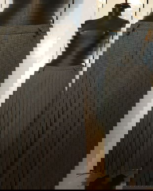 BARDEHLE FUSTA LUNGA PLISATA STOFA LANA NEGRU GRI