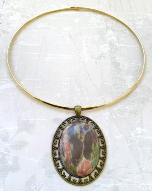 Colier vintage pandant jasp